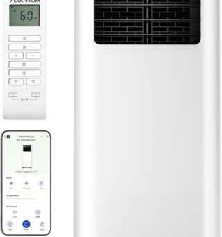 8000 BTU Portable Air Conditioner Cools up to 350 Sq.Ft., Smart Portable AC Unit with App/Voice/Remote Control, 4-in-1 Quiet AC Unit with Cool, Dry, Fan, Sleep Modes, 24H Timer, Window Kits